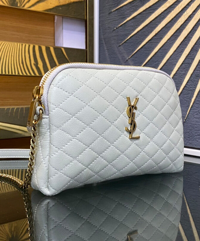 Saint Laurent Gaby Zipped Pouch In Quilted Lambskin